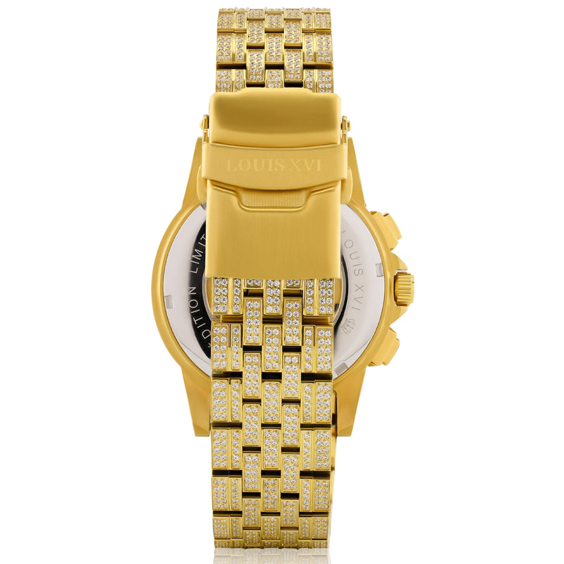 Men's gold Louis XVI watch with steel strap Majesté Iced Out 1123