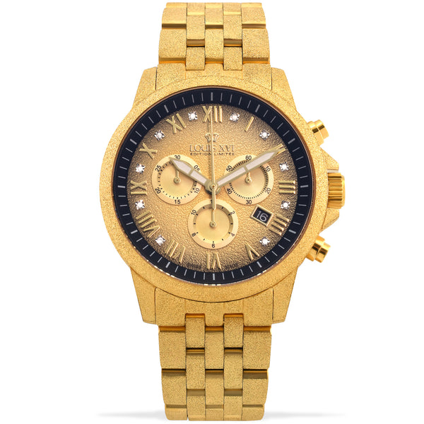 Reloj de oro Luis XVI para hombre con correa de acero Palais Royale 1087 -  Gold 43MM